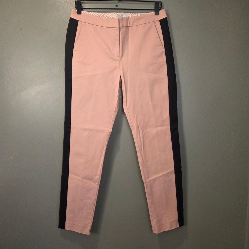 Boden Women's Tuxedo Stripe Richmond Trousers Size 8 Petite Pink & Black